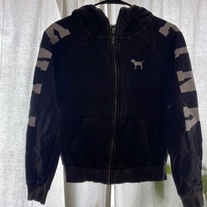PINK full zip up washed black